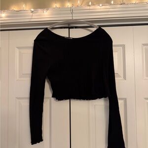 Bozzolo Black Long Sleeve Crop Top